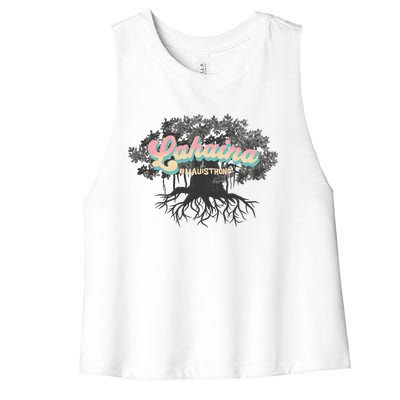 Maui Strong Lahaina Support Banyan Lahaina Hawaii Women's Racerback Cropped Tank