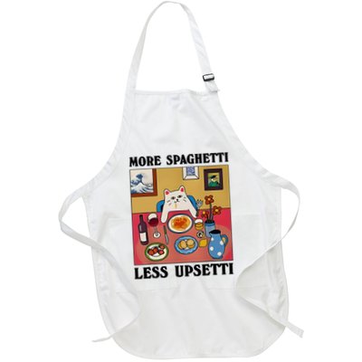 More Spaghetti Less Upsetti Funny Cute Cat Saying Quote Full-Length Apron With Pockets