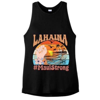 Maui Strong Lahaina Banyan Tree Maui Hawaii Shoreline Ladies PosiCharge Tri-Blend Wicking Tank