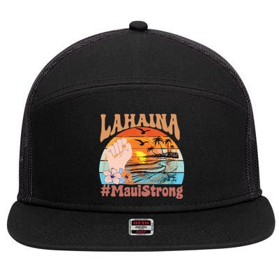 Maui Strong Lahaina Banyan Tree Maui Hawaii Shoreline 7 Panel Mesh Trucker Snapback Hat