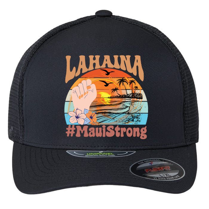 Maui Strong Lahaina Banyan Tree Maui Hawaii Shoreline Flexfit Unipanel Trucker Cap