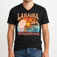 Maui Strong Lahaina Banyan Tree Maui Hawaii Shoreline V-Neck T-Shirt