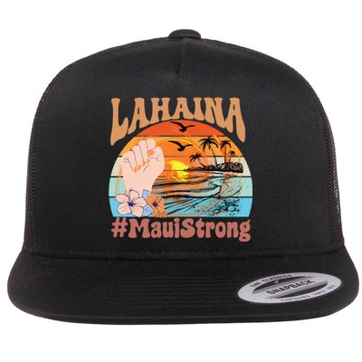 Maui Strong Lahaina Banyan Tree Maui Hawaii Shoreline Flat Bill Trucker Hat