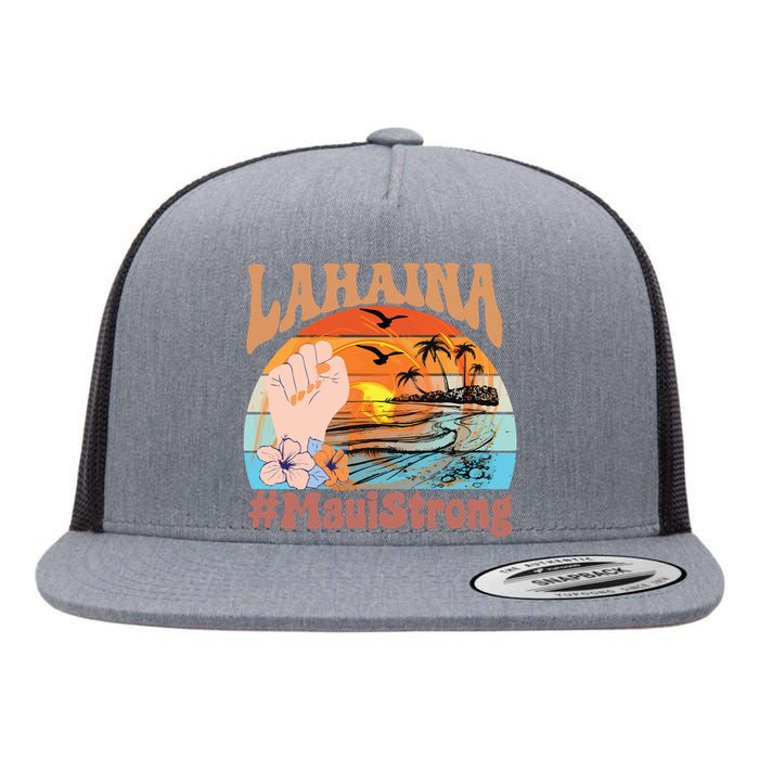 Maui Strong Lahaina Banyan Tree Maui Hawaii Shoreline Flat Bill Trucker Hat