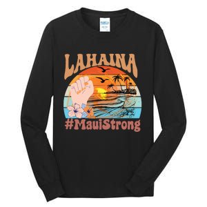 Maui Strong Lahaina Banyan Tree Maui Hawaii Shoreline Tall Long Sleeve T-Shirt