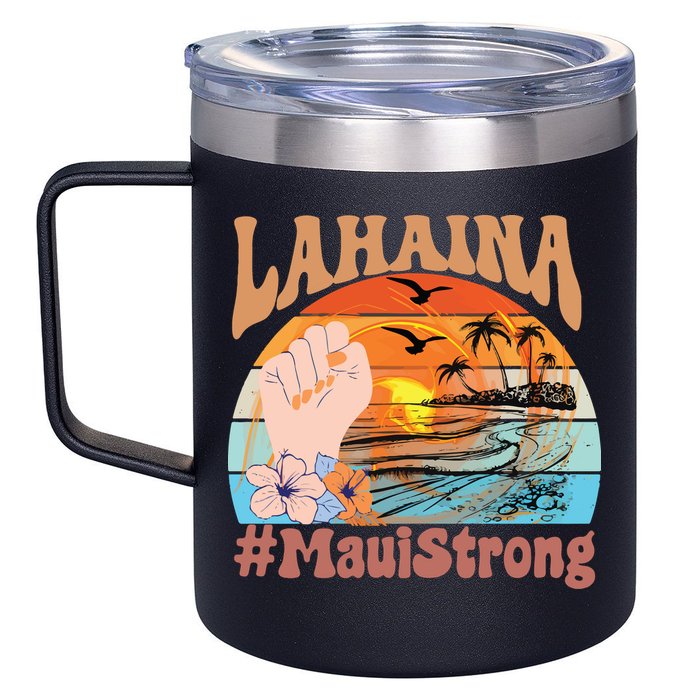 Maui Strong Lahaina Banyan Tree Maui Hawaii Shoreline 12oz Stainless Steel Coffee Mug