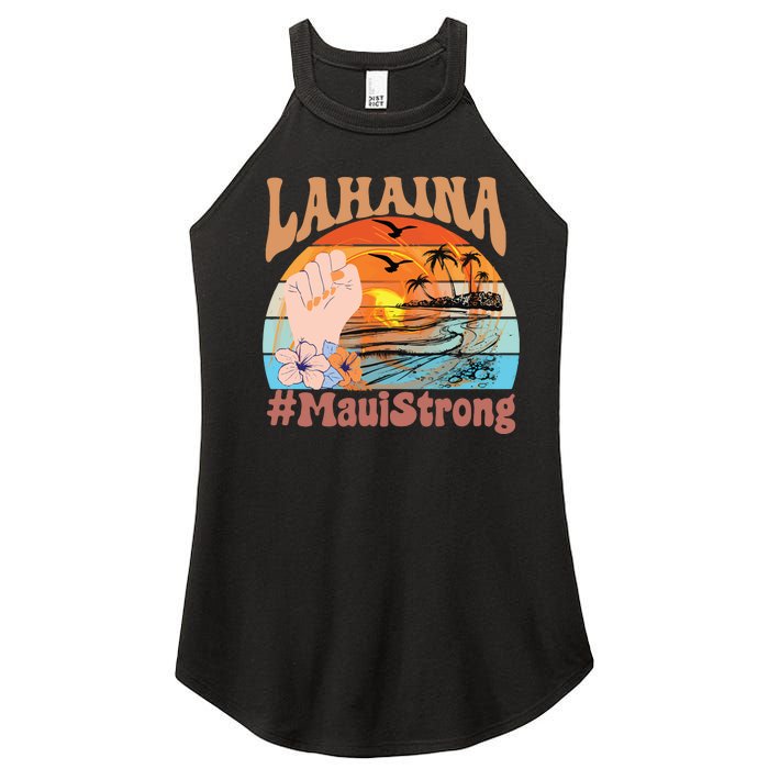 Maui Strong Lahaina Banyan Tree Maui Hawaii Shoreline Women’s Perfect Tri Rocker Tank