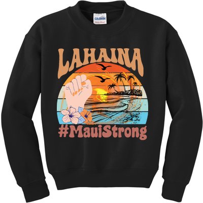 Maui Strong Lahaina Banyan Tree Maui Hawaii Shoreline Kids Sweatshirt