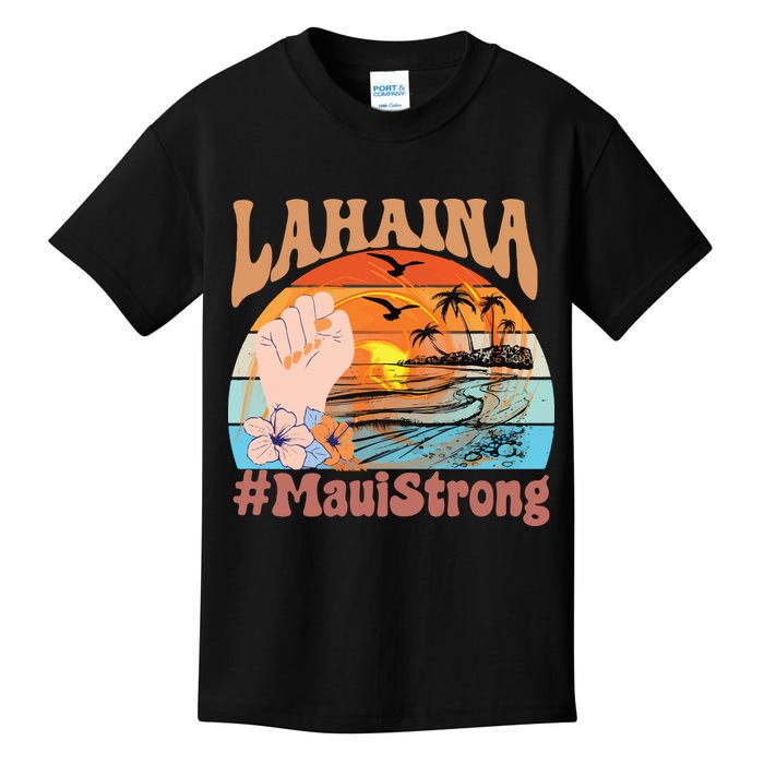 Maui Strong Lahaina Banyan Tree Maui Hawaii Shoreline Kids T-Shirt