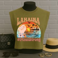 Maui Strong Lahaina Banyan Tree Maui Hawaii Shoreline Garment-Dyed Women's Muscle Tee