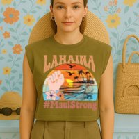 Maui Strong Lahaina Banyan Tree Maui Hawaii Shoreline Garment-Dyed Women's Muscle Tee