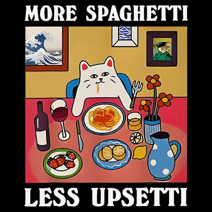 More Spaghetti Less Upsetti Funny Cute Cat Saying Quote Gift Cooling Performance Crew T-Shirt