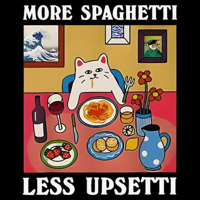More Spaghetti Less Upsetti Funny Cute Cat Saying Quote Gift T-Shirt