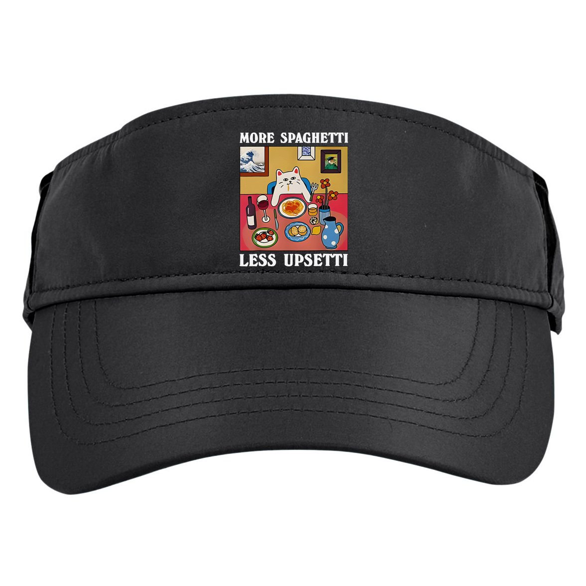 More Spaghetti Less Upsetti Funny Cute Cat Saying Quote Gift Adult Drive Performance Visor