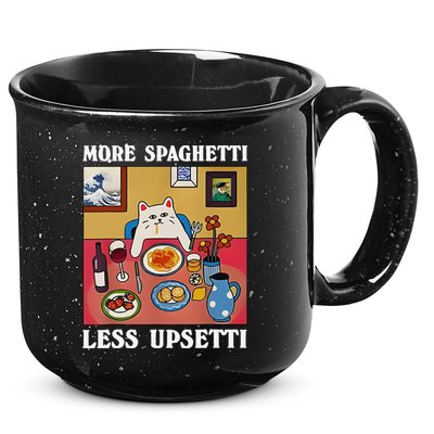 More Spaghetti Less Upsetti Funny Cute Cat Saying Quote Gift 15oz Campfire Ceramic Mug
