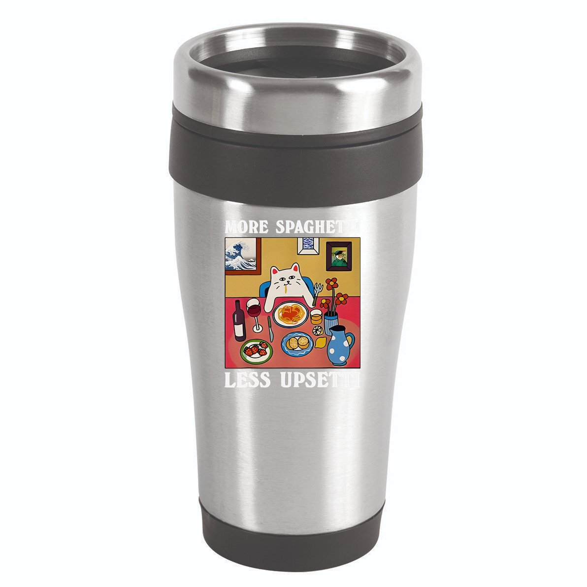More Spaghetti Less Upsetti Funny Cute Cat Saying Quote Gift 16oz Travel Tumbler