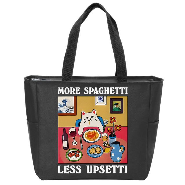 More Spaghetti Less Upsetti Funny Cute Cat Saying Quote Gift Zip Tote Bag
