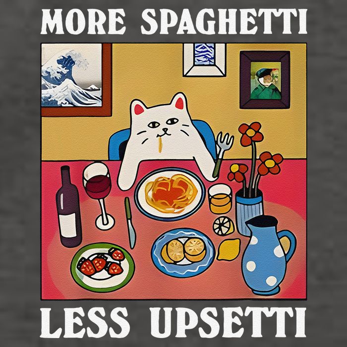 More Spaghetti Less Upsetti Funny Cute Cat Saying Quote Gift Vector Backpack