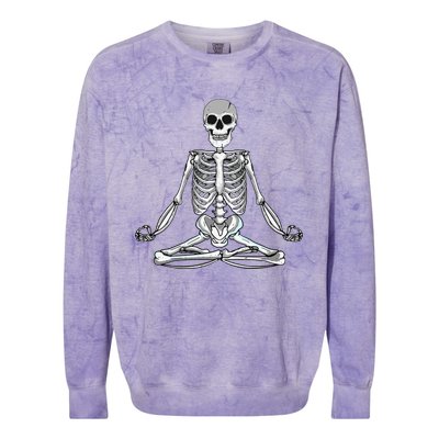 Meditating Skeleton Lotus Yoga Zen Balance Halloween Costume Colorblast Crewneck Sweatshirt