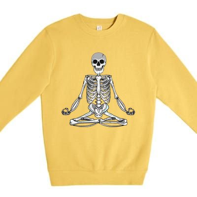 Meditating Skeleton Lotus Yoga Zen Balance Halloween Costume Premium Crewneck Sweatshirt