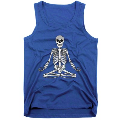 Meditating Skeleton Lotus Yoga Zen Balance Halloween Costume Tank Top