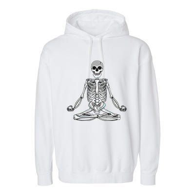 Meditating Skeleton Lotus Yoga Zen Balance Halloween Costume Garment-Dyed Fleece Hoodie