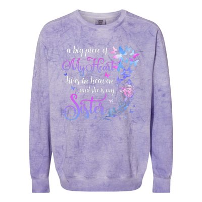 My Sister Lives In Heaven Memorial Quotes Brother Sis Colorblast Crewneck Sweatshirt