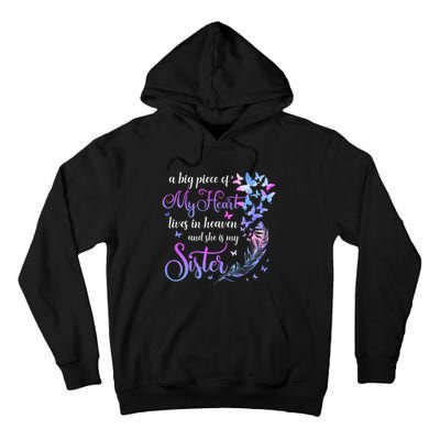 My Sister Lives In Heaven Memorial Quotes Brother Sis Tall Hoodie