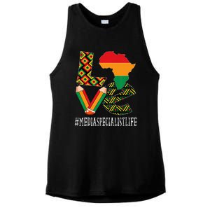 Media Specialist Love African American BHM Ladies PosiCharge Tri-Blend Wicking Tank