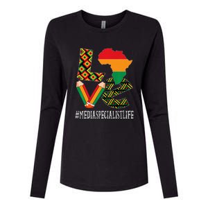 Media Specialist Love African American BHM Womens Cotton Relaxed Long Sleeve T-Shirt