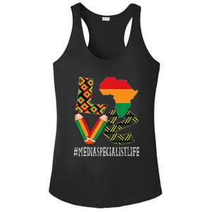 Media Specialist Love African American BHM Ladies PosiCharge Competitor Racerback Tank