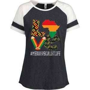 Media Specialist Love African American BHM Enza Ladies Jersey Colorblock Tee