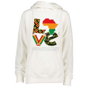 Media Specialist Love African American BHM Womens Funnel Neck Pullover Hood