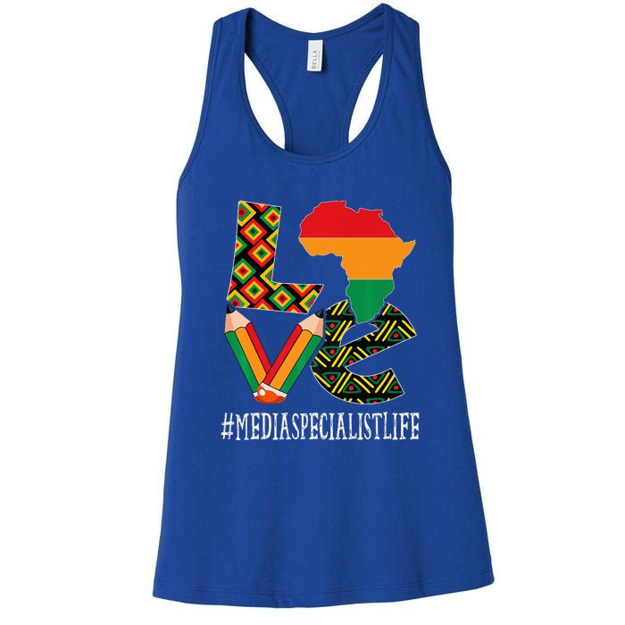 Media Specialist Love African American BHM Women's Racerback Tank