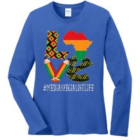 Media Specialist Love African American BHM Ladies Long Sleeve Shirt