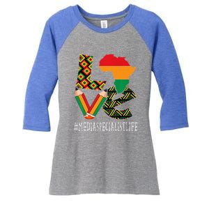 Media Specialist Love African American BHM Women's Tri-Blend 3/4-Sleeve Raglan Shirt