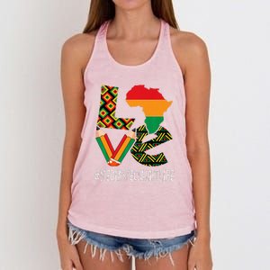 Media Specialist Love African American BHM Women's Knotted Racerback Tank