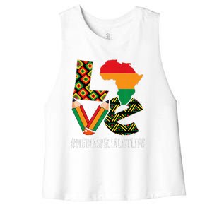 Media Specialist Love African American BHM Women's Racerback Cropped Tank