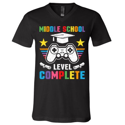Middle School Level Complete Graduation Class 2025 Gamer  V-Neck T-Shirt