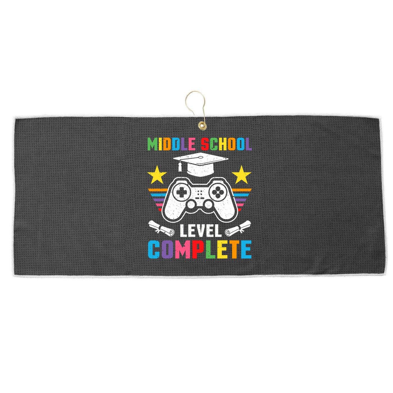 Middle School Level Complete Graduation Class 2025 Gamer  Large Microfiber Waffle Golf Towel