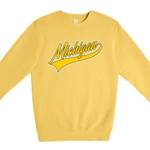 Michigan Script Logo Premium Crewneck Sweatshirt