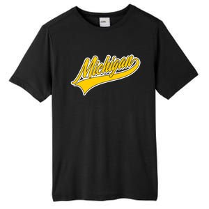 Michigan Script Logo Tall Fusion ChromaSoft Performance T-Shirt