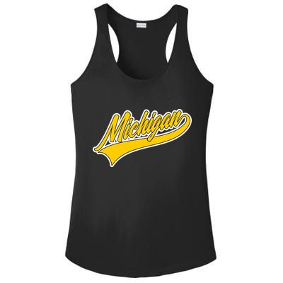 Michigan Script Logo Ladies PosiCharge Competitor Racerback Tank