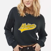 Michigan Script Logo Cropped Pullover Crew