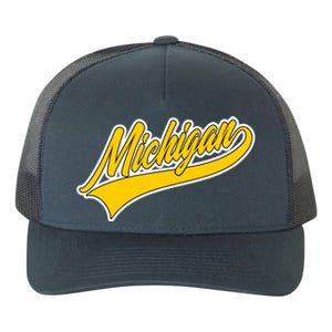 Michigan Script Logo Yupoong Adult 5-Panel Trucker Hat