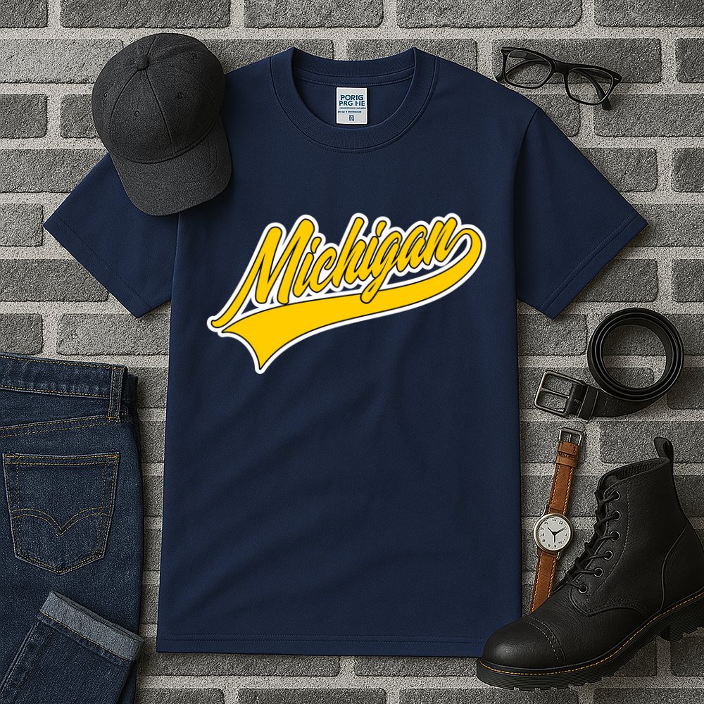 Michigan Script Logo Tall T-Shirt