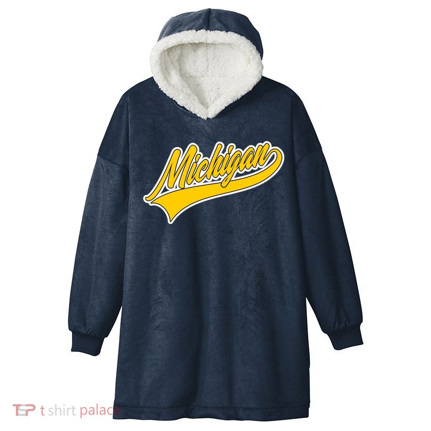 Michigan Script Logo Hooded Wearable Blanket