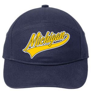 Michigan Script Logo 7-Panel Snapback Hat