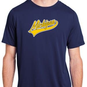 Michigan Script Logo Adult ChromaSoft Performance T-Shirt