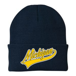 Michigan Script Logo Knit Cap Winter Beanie